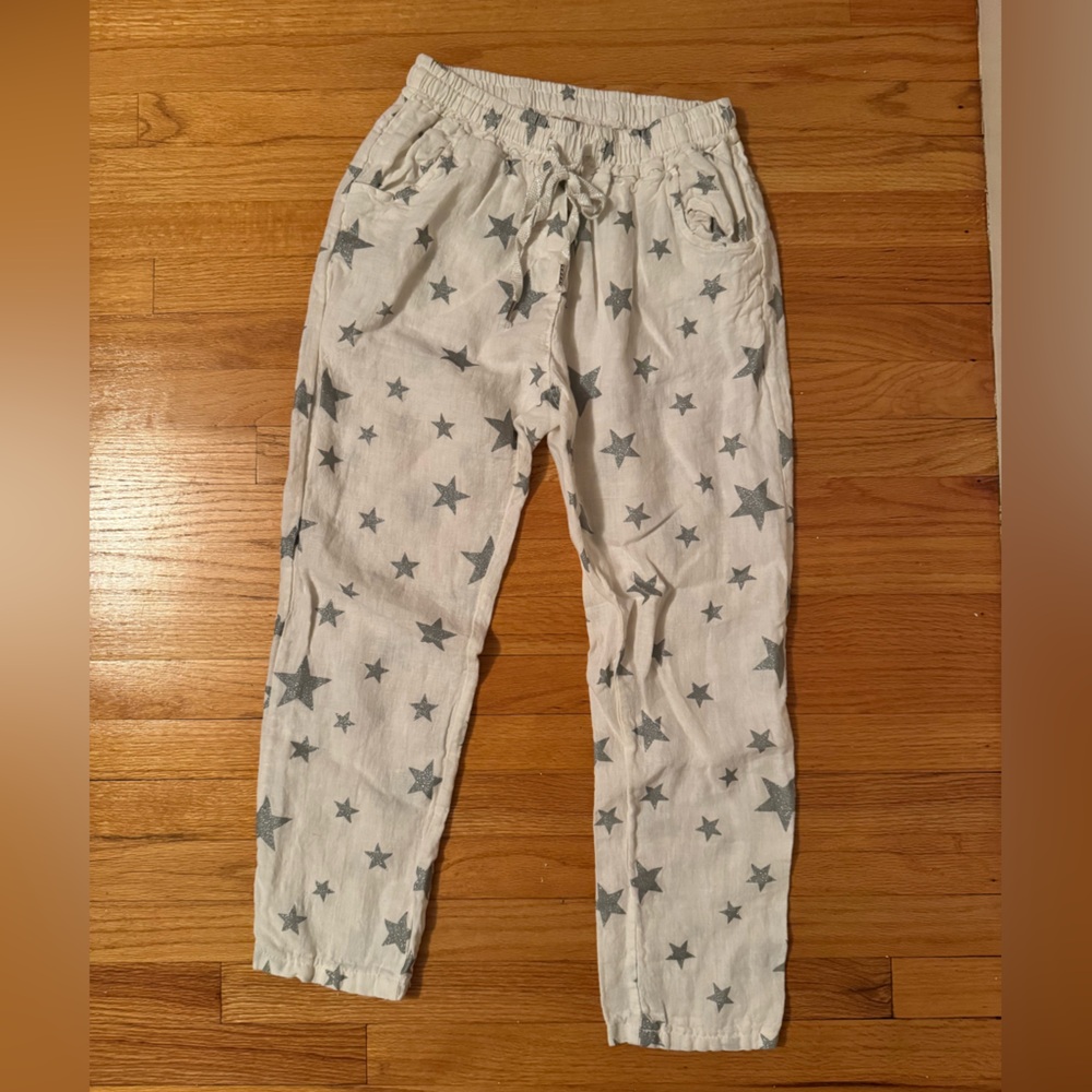 Sunny Studio Paris Metallic Star Linen Pant Size S